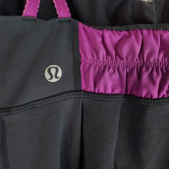 Lululemon‎ Bliss Womens 4 Black Purple Adjustable Strap Tank Top With Pads - Picture 3 of 4